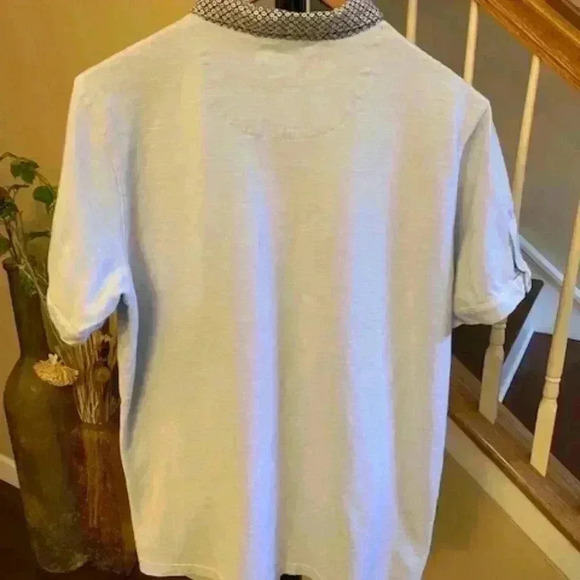 BRITCHES SPORT Polo Shirt Slim Fit Light Blue Patterned Collar. Size L - Picture 6 of 12